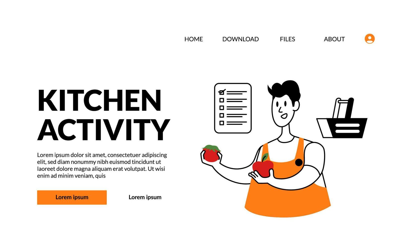 modern flat outline illustration for kitchen activity for landing page template vector