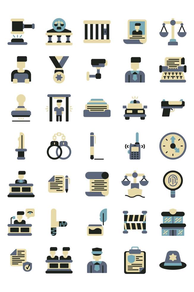 justice and law flat style icon set vector
