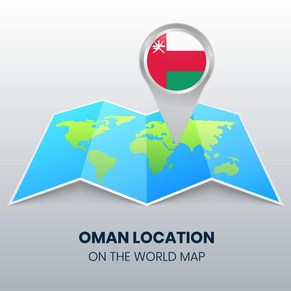 Location icon of Oman on the world map, Round pin icon of Oman vector