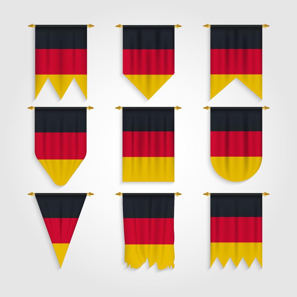 bandera de alemania en diferentes formas, bandera de alemania en varias formas vector