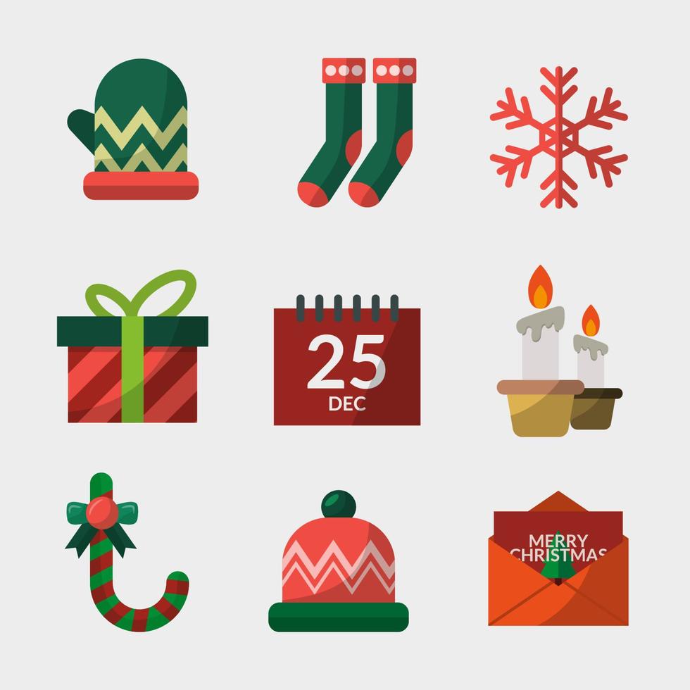 icono de conjunto de elementos de navidad vector