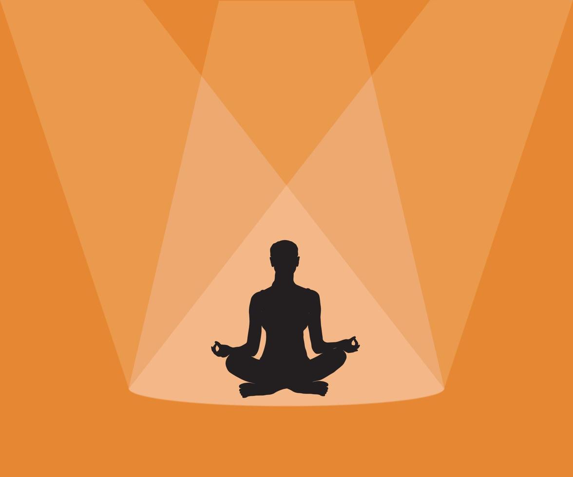 the silhouette of a girl who is sitting in the lotus position vector