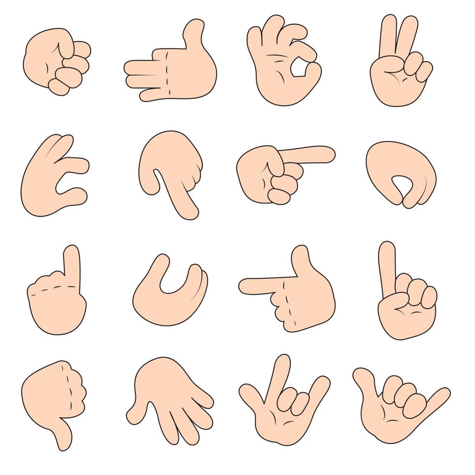 manos de dibujos animados en diferentes gestos. las manos muestran signos. diferentes posiciones de las manos, aisladas sobre fondo blanco. conjunto de iconos de ilustración vectorial. 3667139 Vector en Vecteezy manos de dibujos animados en diferentes gestos. las manos muestran signos. diferentes posiciones de las manos, aisladas sobre fondo blanco. conjunto de iconos de ilustración vectorial. 3667139 Vector en Vecteezy