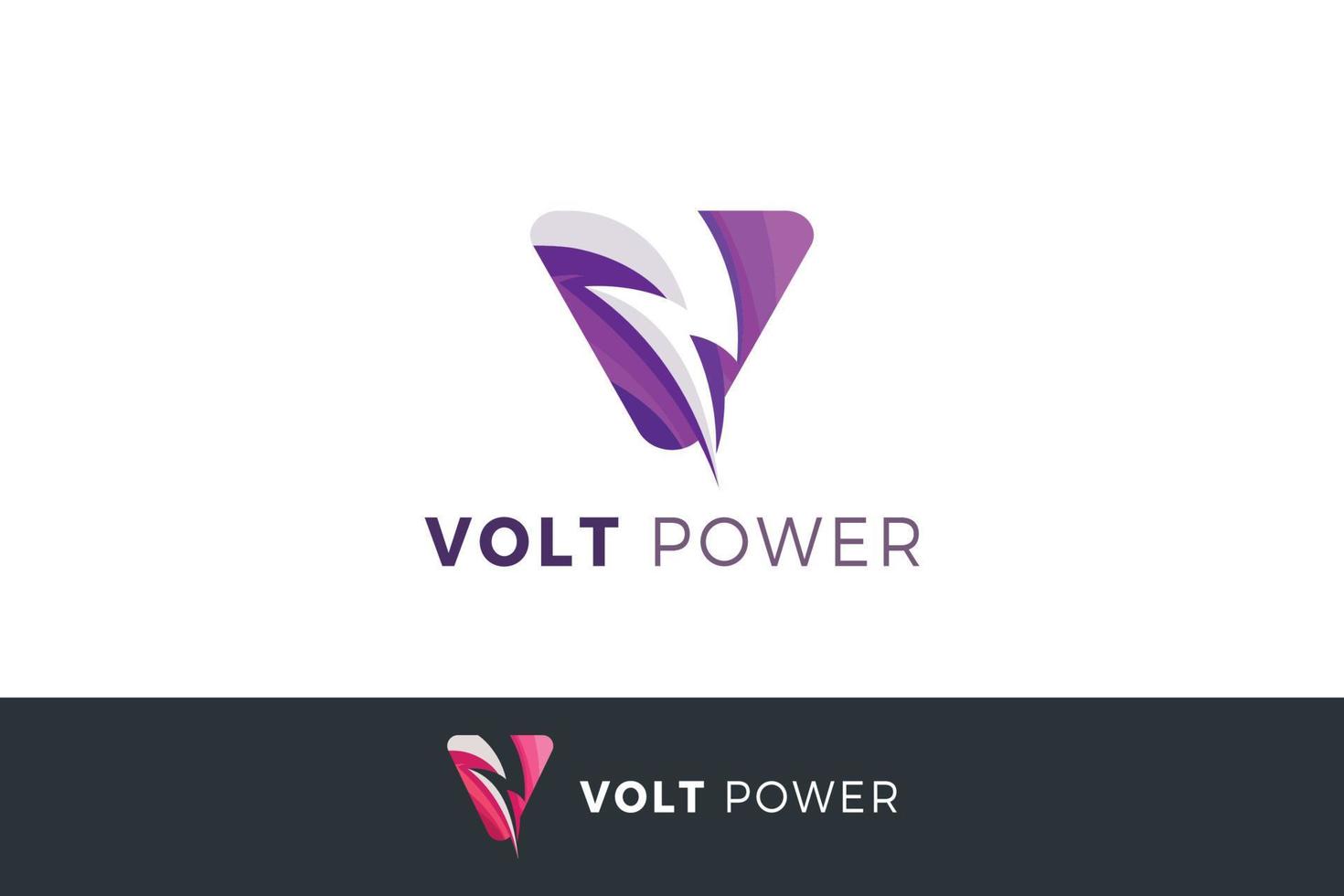 Letter V creative 3d purple colour volt power technological logo vector