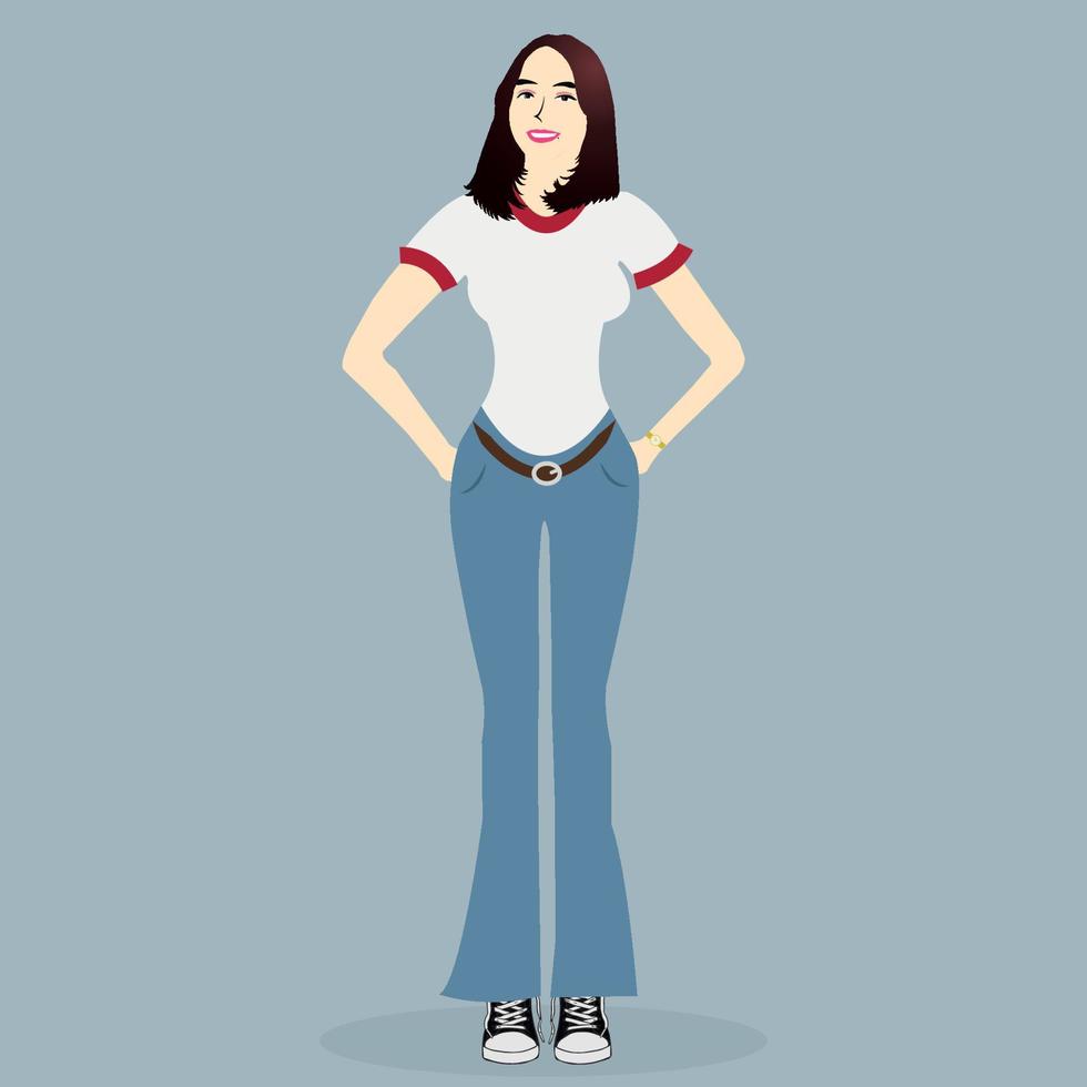 hermosa mujer joven con ilustración de vector de moda fresca