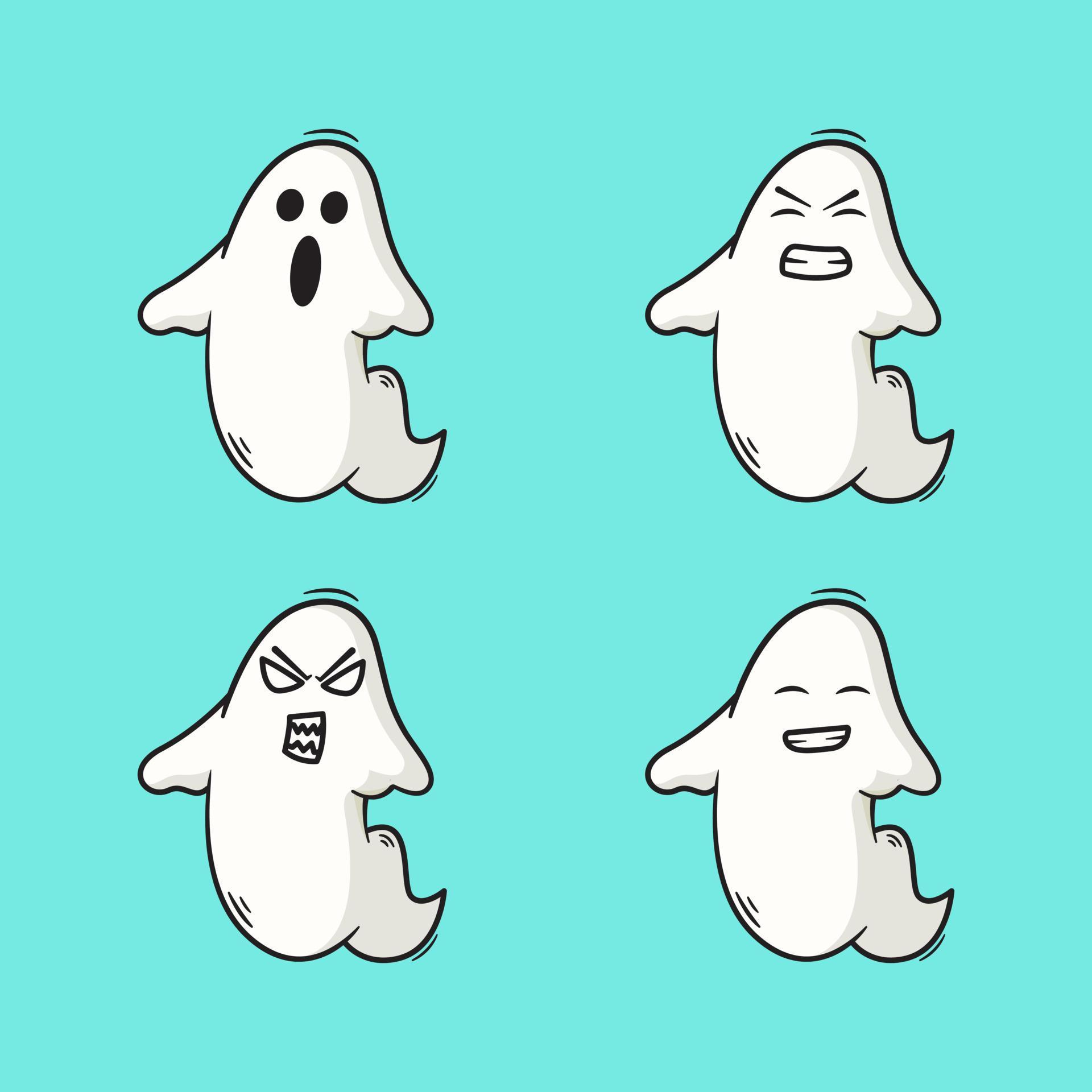 Cute scary ghost characters 3667314 Vector Art at Vecteezy
