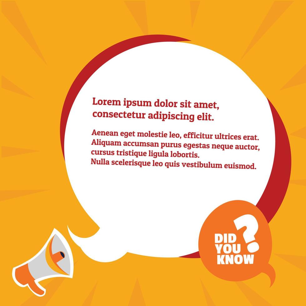 did you know with question label megaphone text space vector