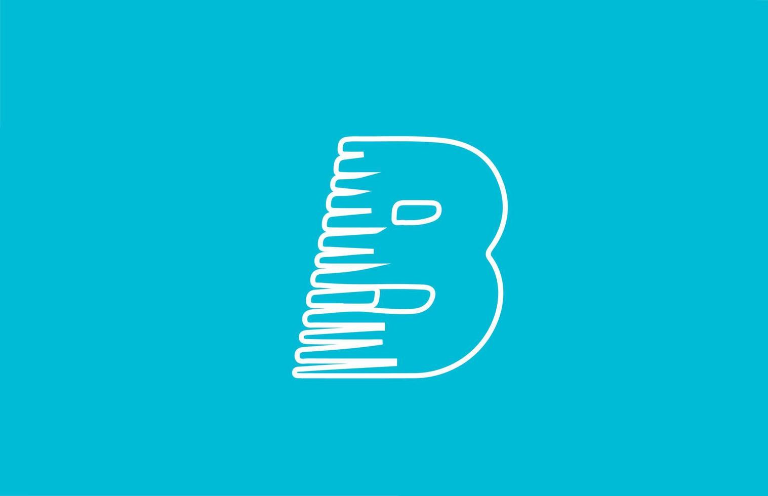 line wire B alphabet letter logo icon. White blue colour for company and business design vector