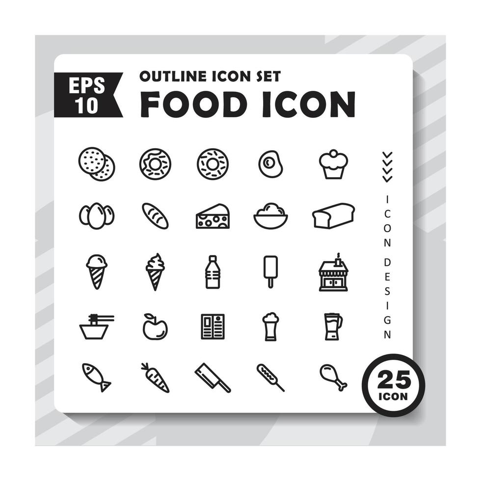 Set of outline icons about food. Contains such Icons as full cutlery, glass, spoon. Editable vector