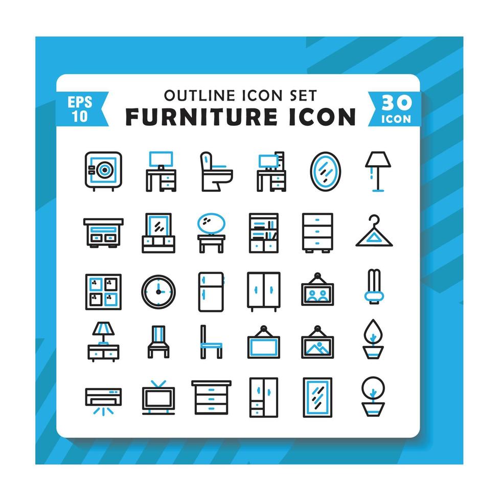 conjunto de iconos de contorno mezclados sobre muebles. diseño de moda. vector editable