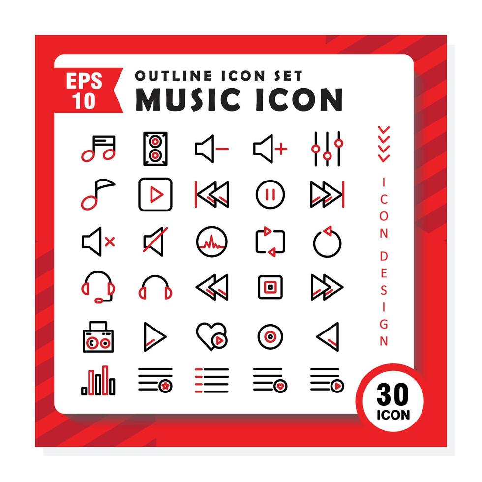 conjunto de iconos de contorno mezclados sobre música. diseño de moda. vector editable