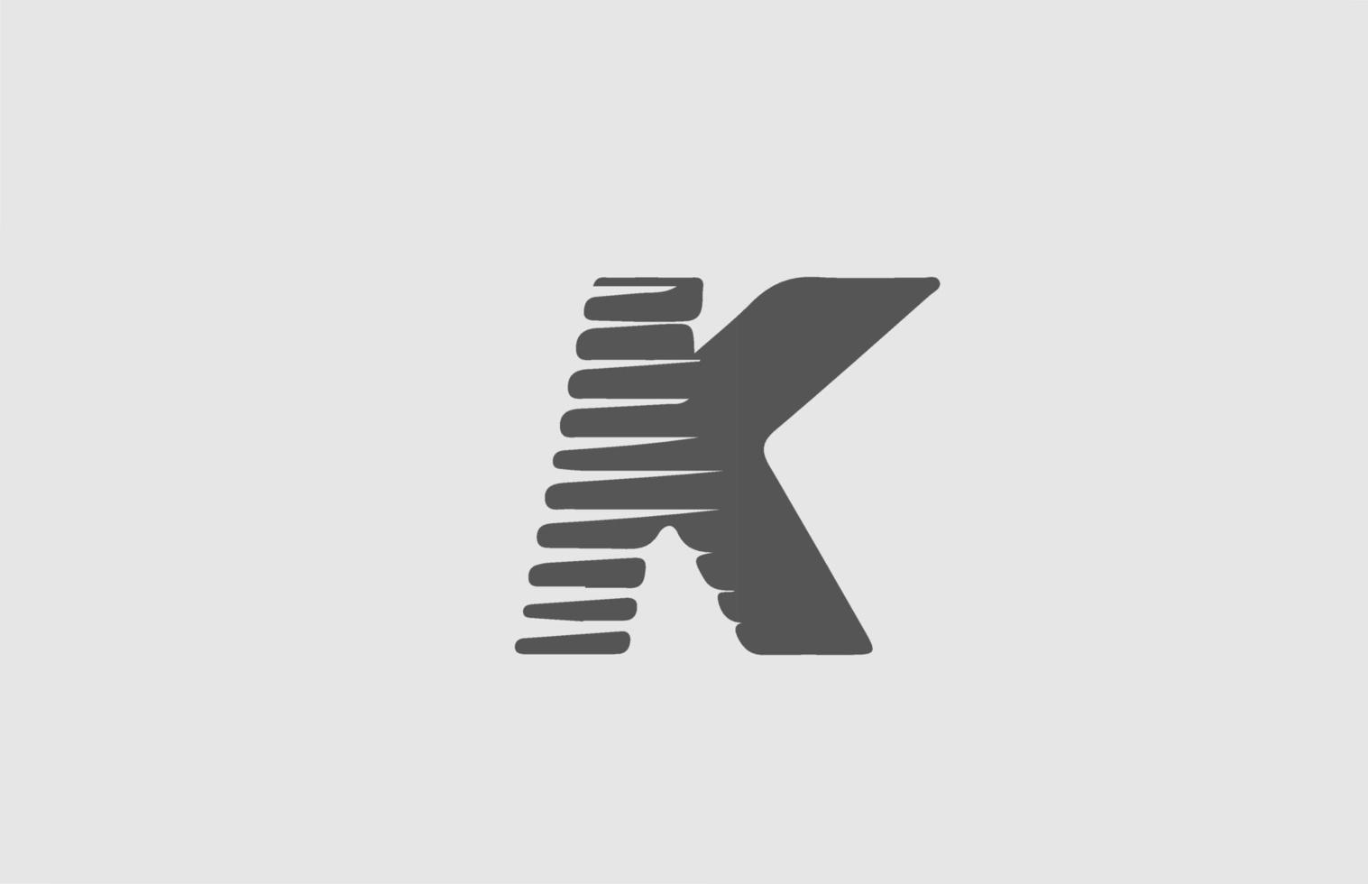 K grey alphabet letter logo icon. Line design for business and company vector