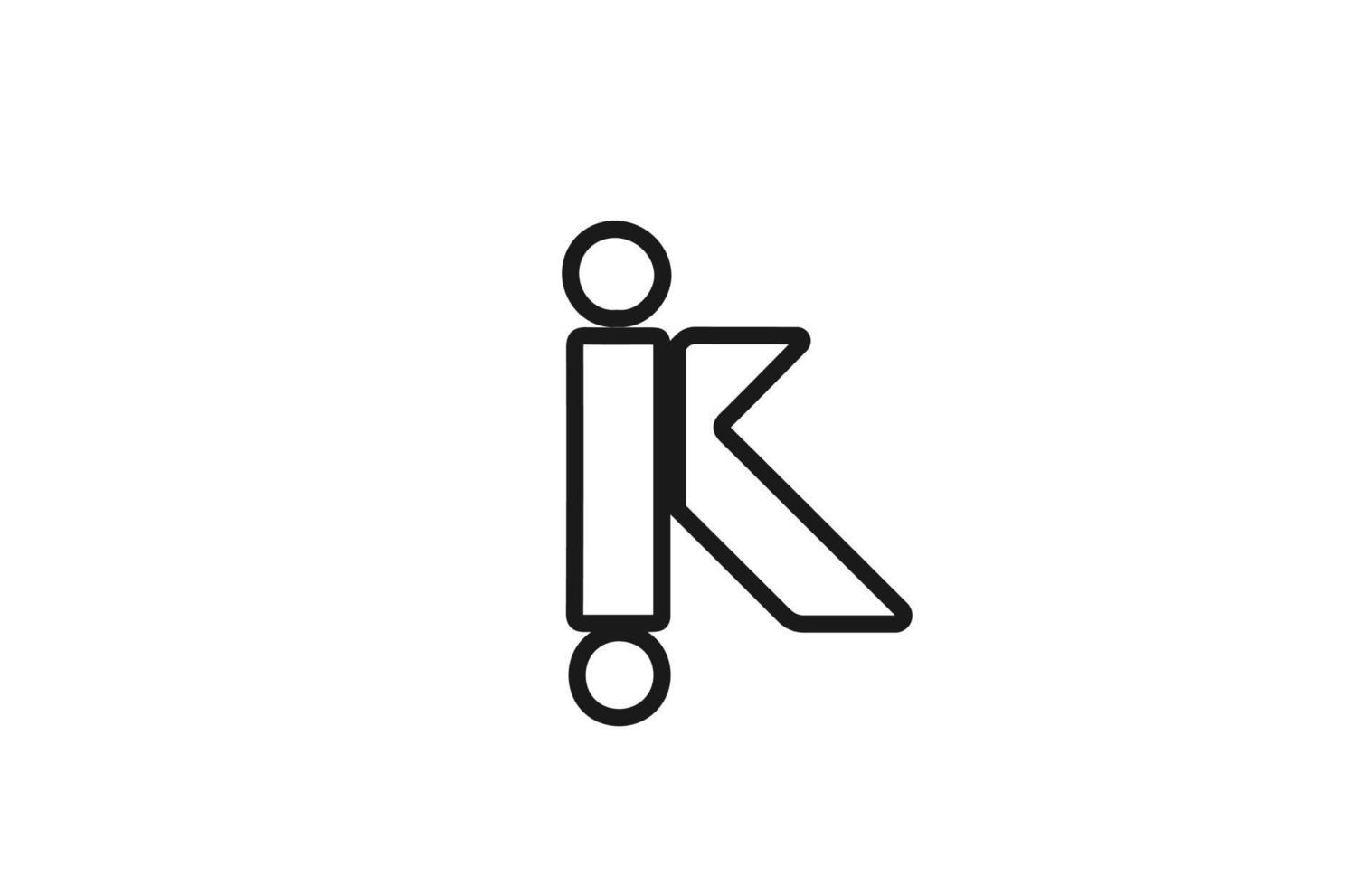 alphabet K letter logo icon with line. Black and white design for company and business vector