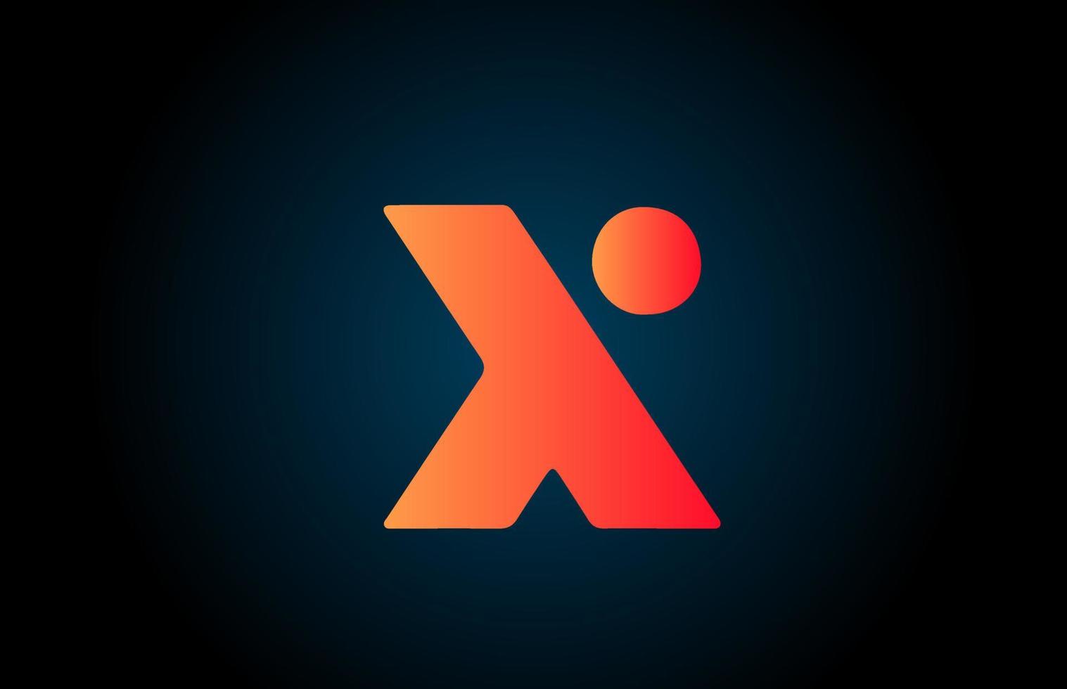 x icono del logotipo de la letra del alfabeto en naranja y negro. diseño corporativo para empresa y negocio vector
