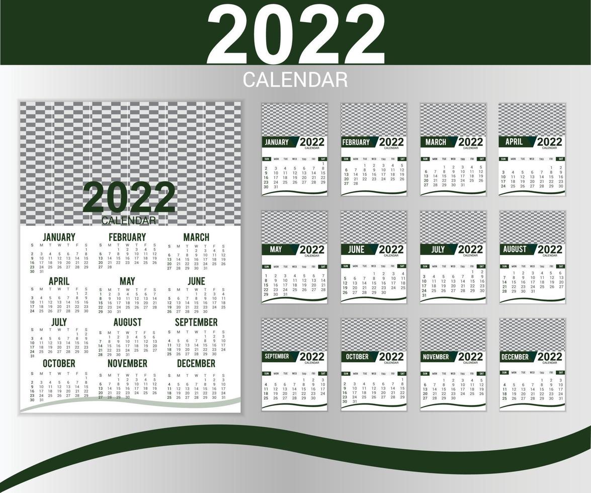 calendar 2022 template design vector