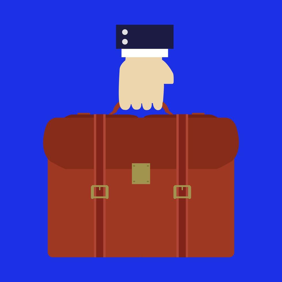 Work suitcase in hand vector