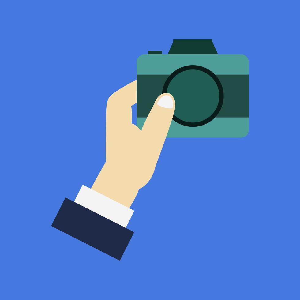 Camera in hand vector