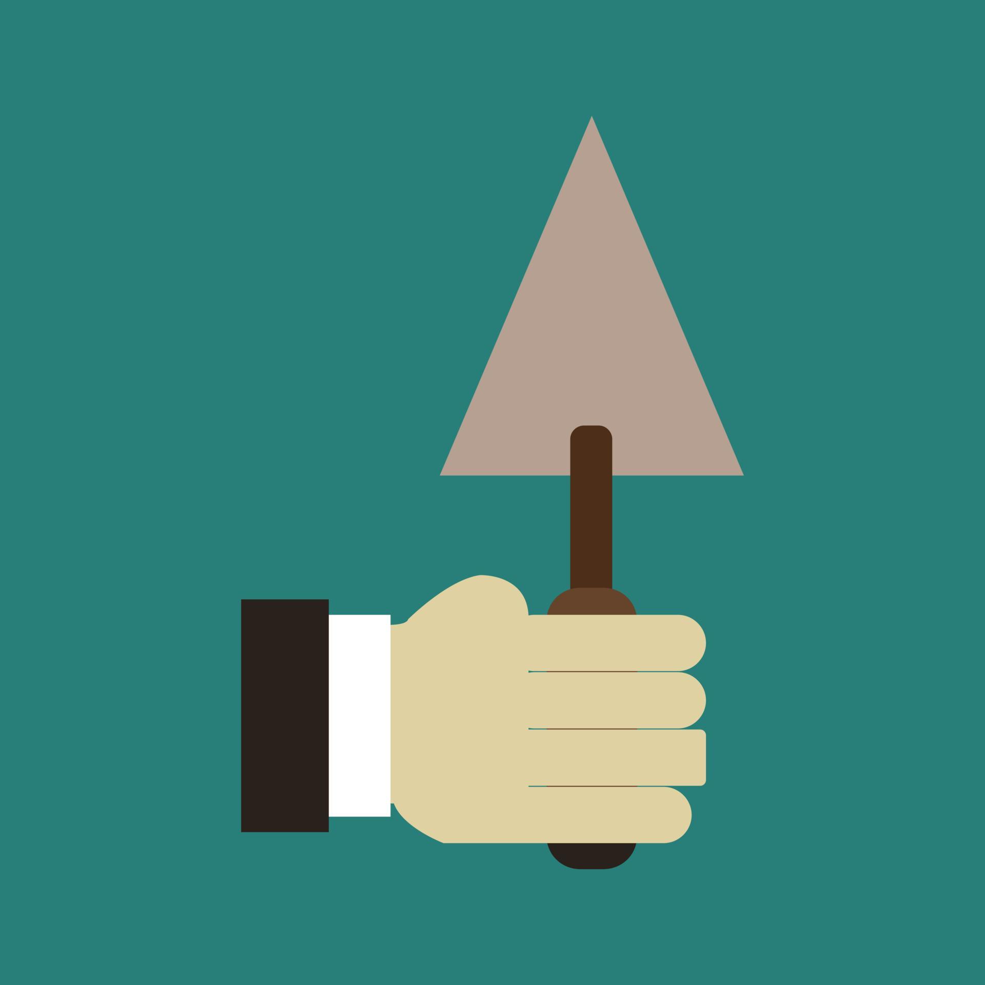 Trowel in hand 3667693 Vector Art at Vecteezy
