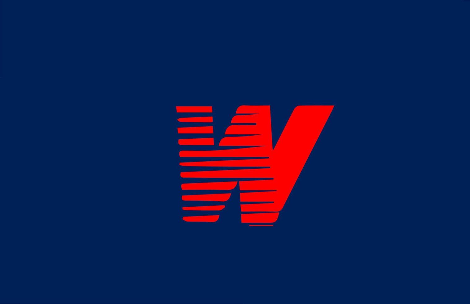 W blue red alphabet letter logo icon. Line design for business and company vector
