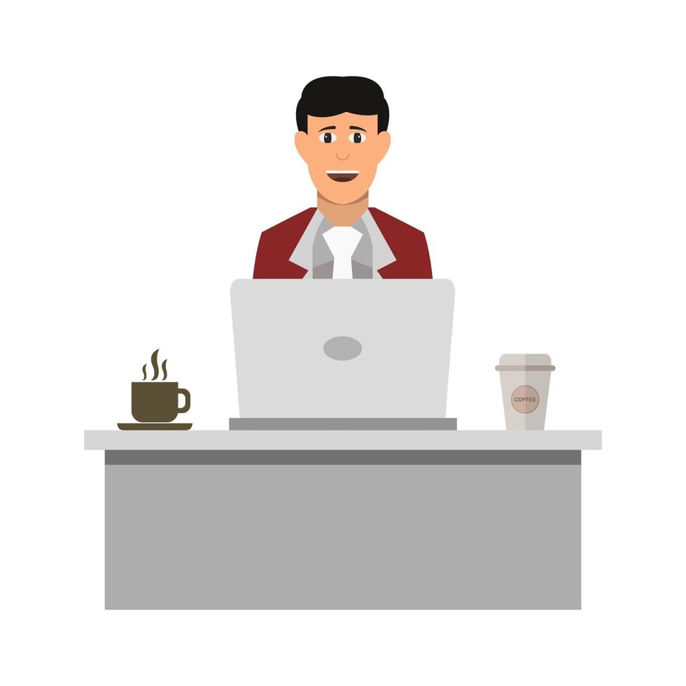 Boy at the pc vector