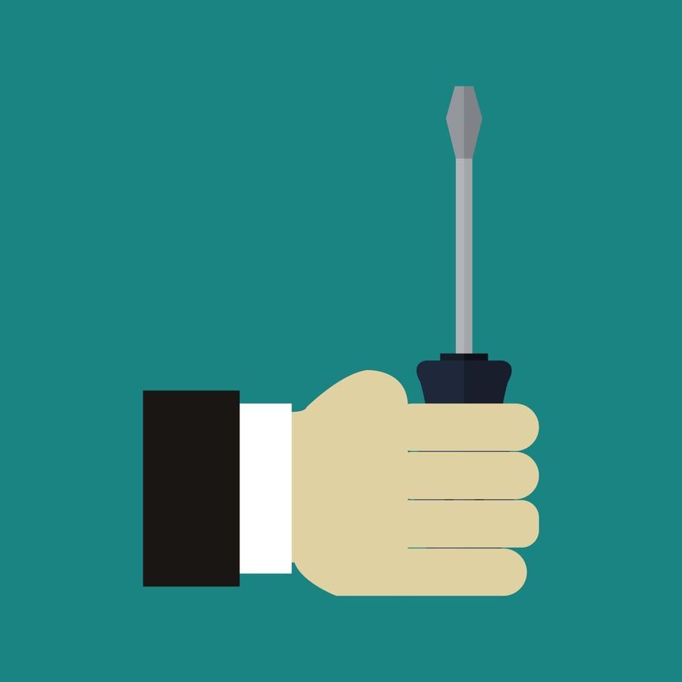 Screwdriver in hand vector