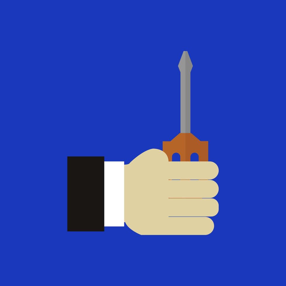 Screwdriver in hand vector