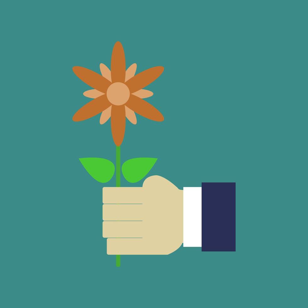 Flowers in hand vector