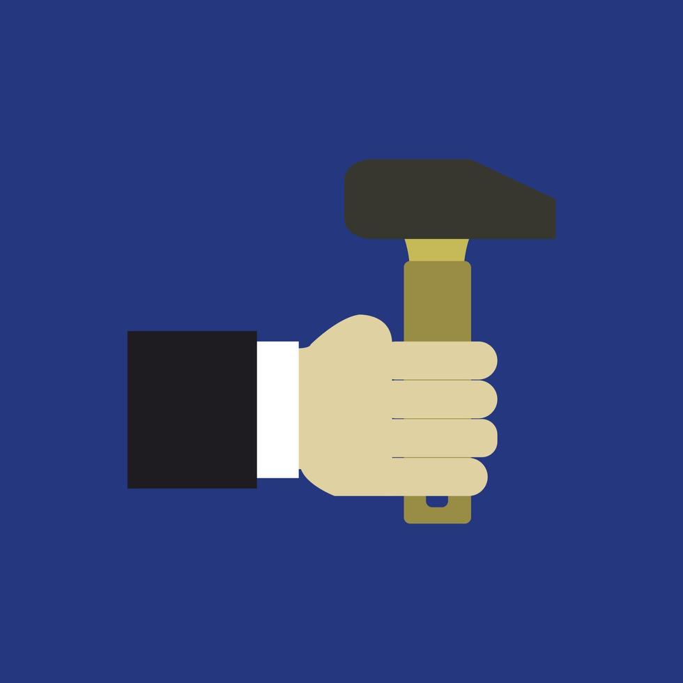 Hammer in hand vector