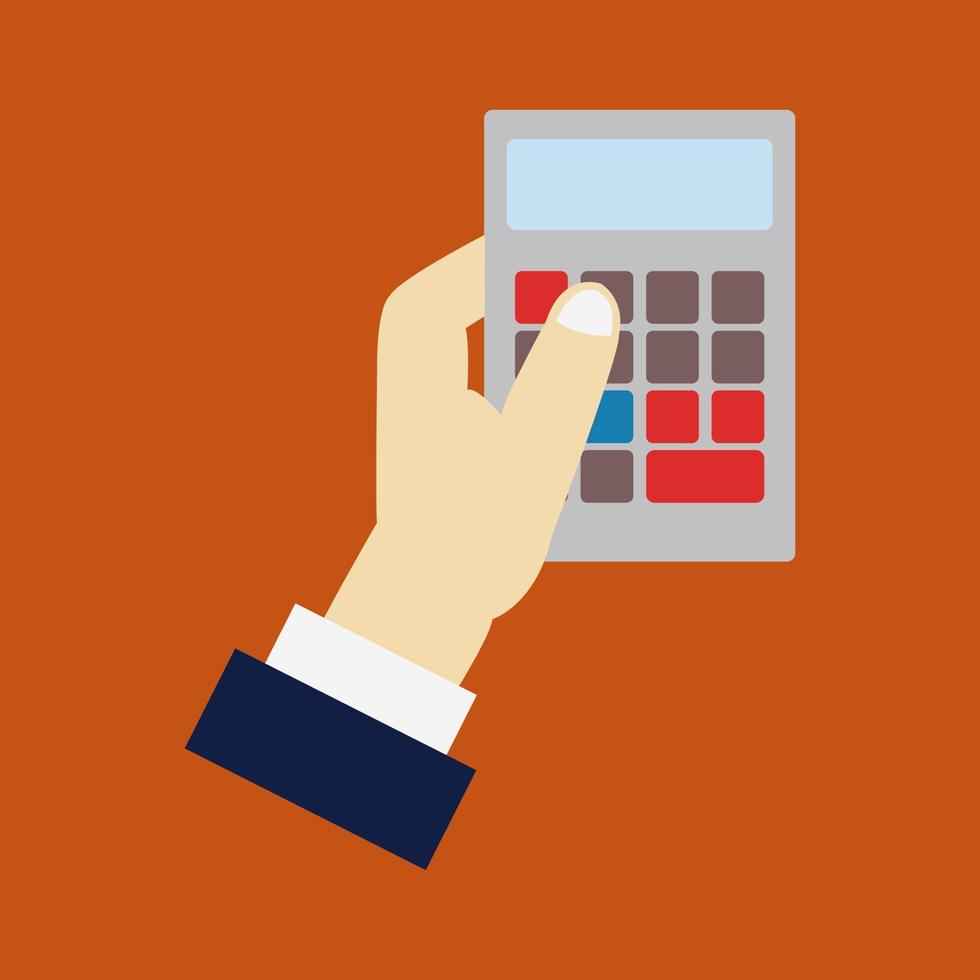 Calculator in hand vector