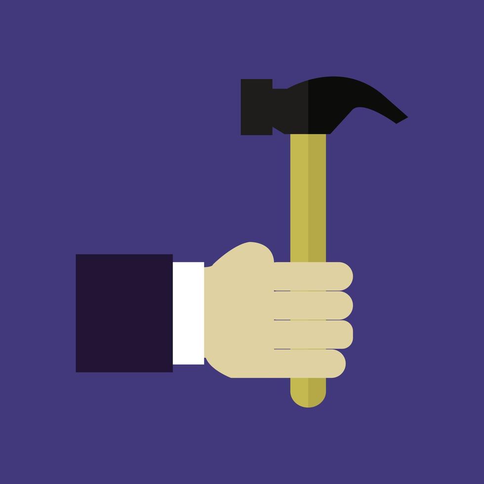 Hammer in hand vector