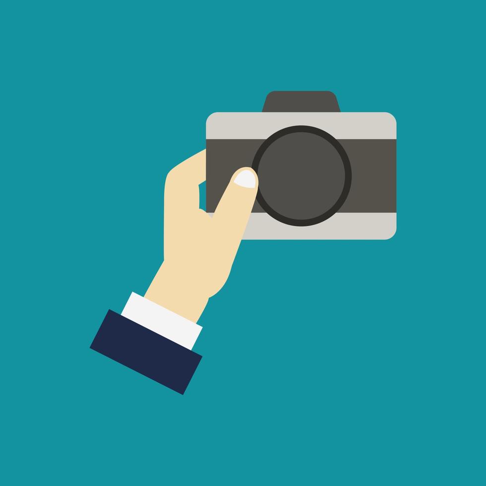 Camera in hand vector