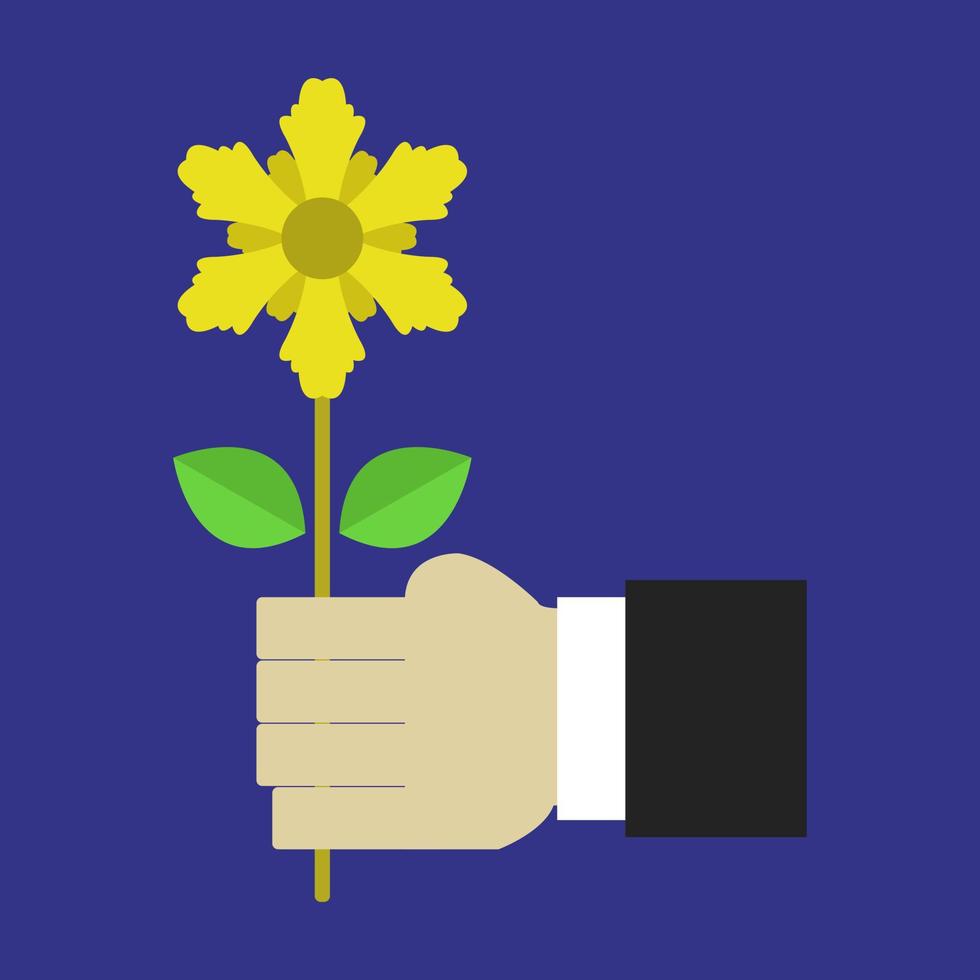 Flowers in hand vector