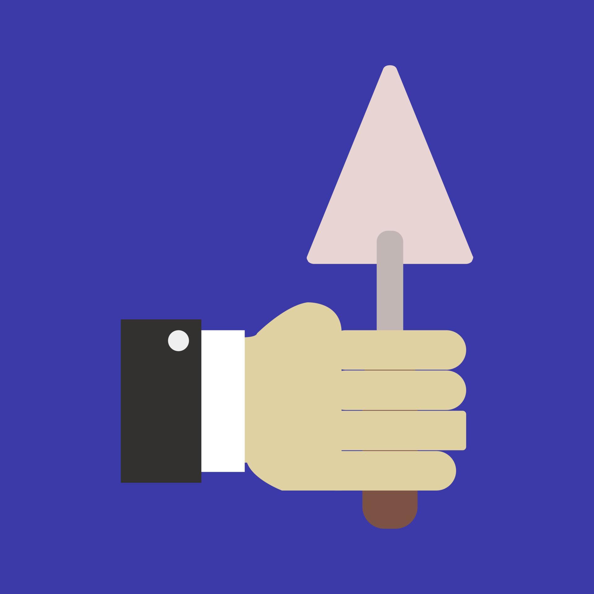 Trowel in hand 3668061 Vector Art at Vecteezy
