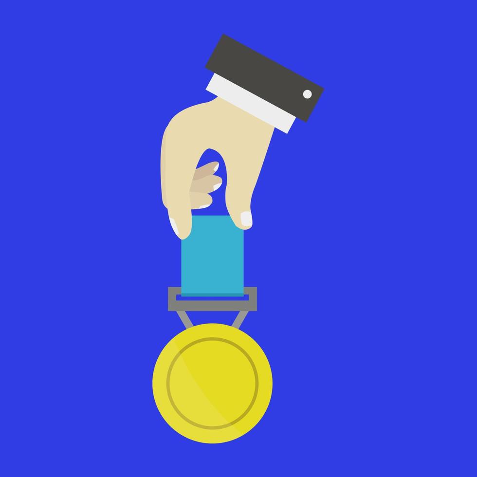 Hand holds medal vector