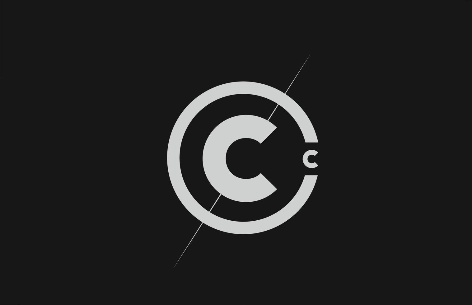 alphabet C letter logo icon. White black simple line and circle design for company identity vector