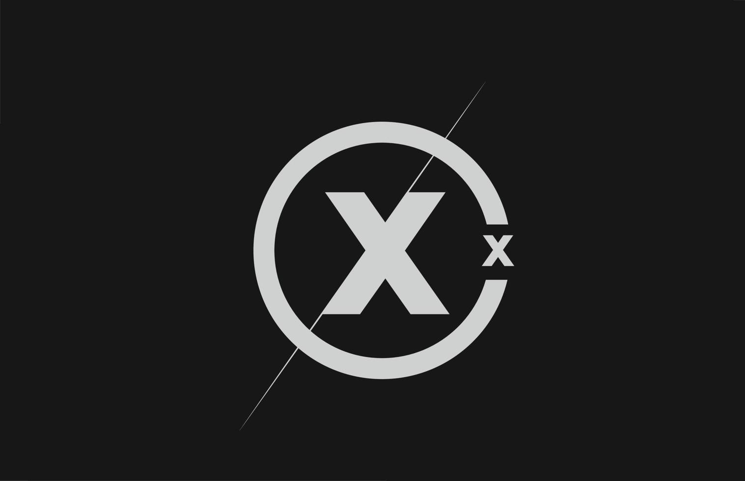 alphabet X letter logo icon. White black simple line and circle design for company identity vector