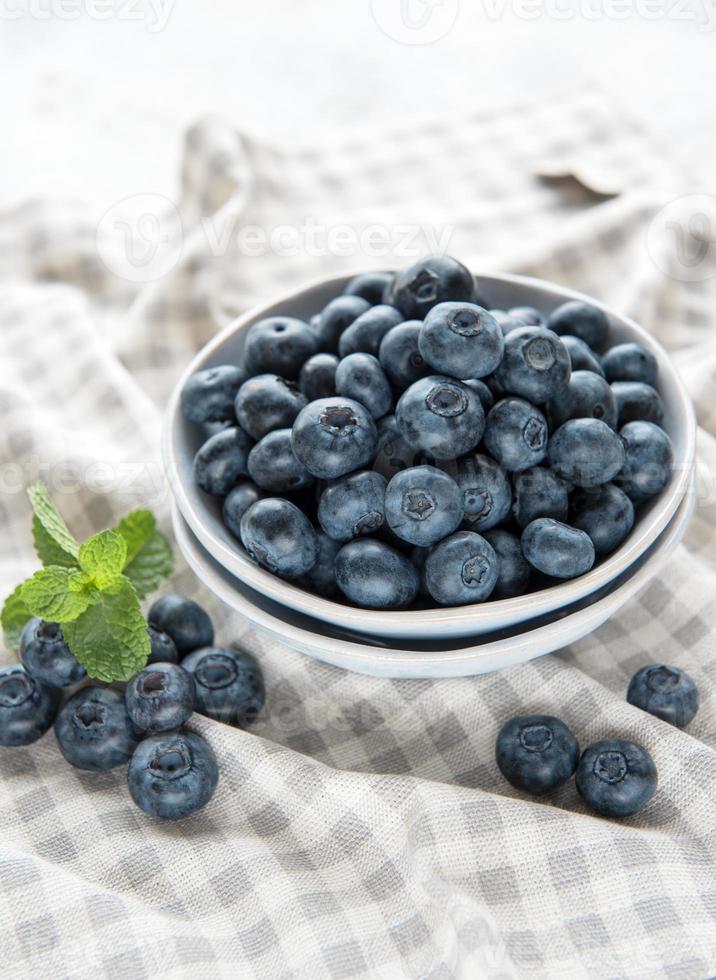 Blueberries on textile background photo