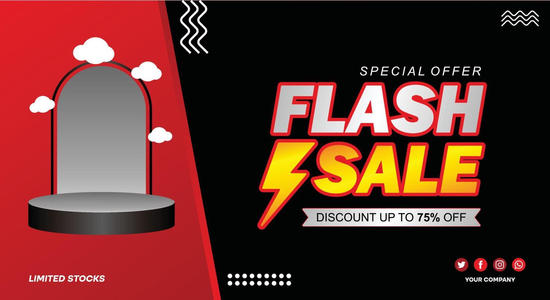 Flash Sale Banner Red and Black vector