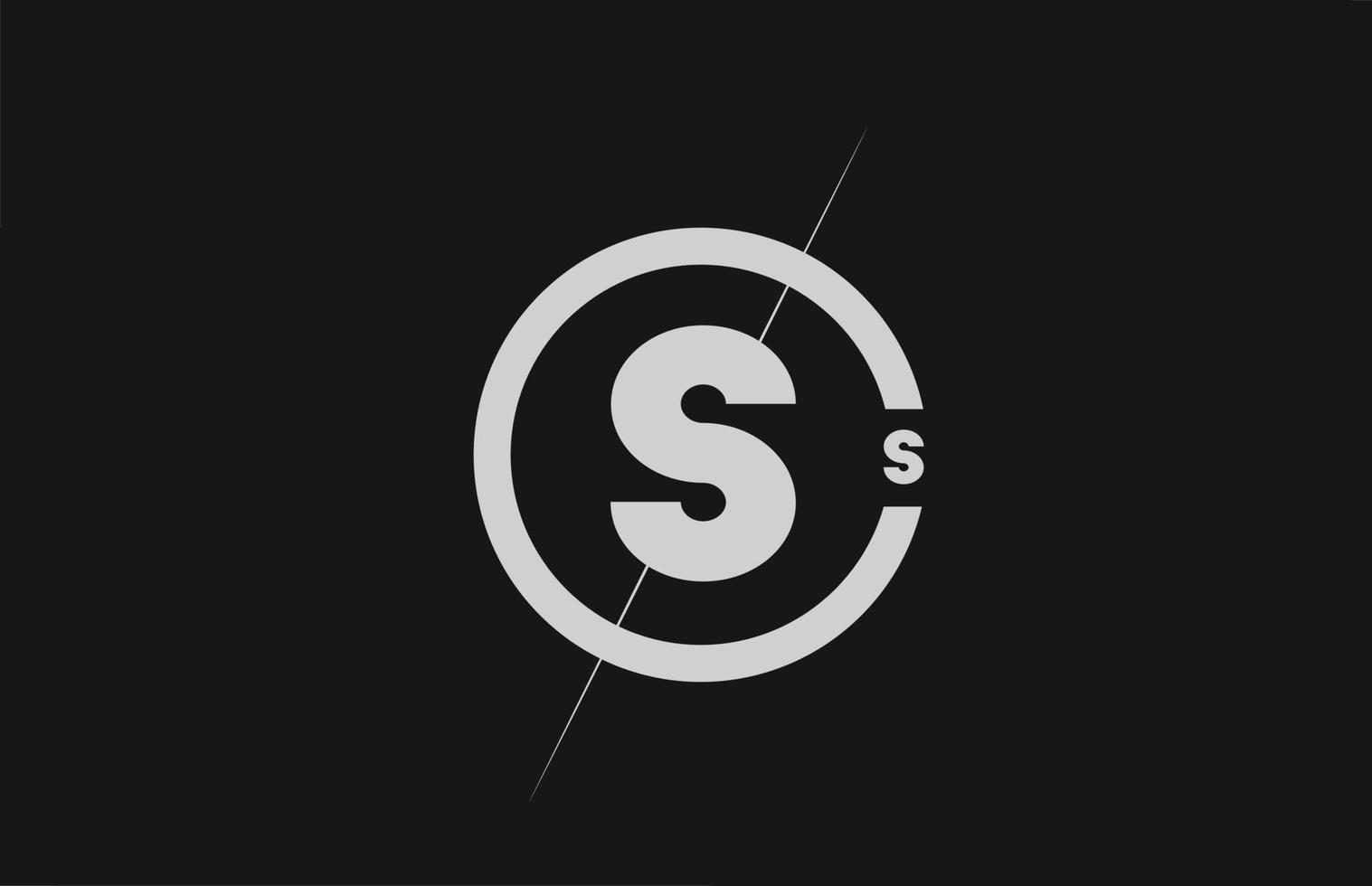 alphabet S letter logo icon. White black simple line and circle design for company identity vector