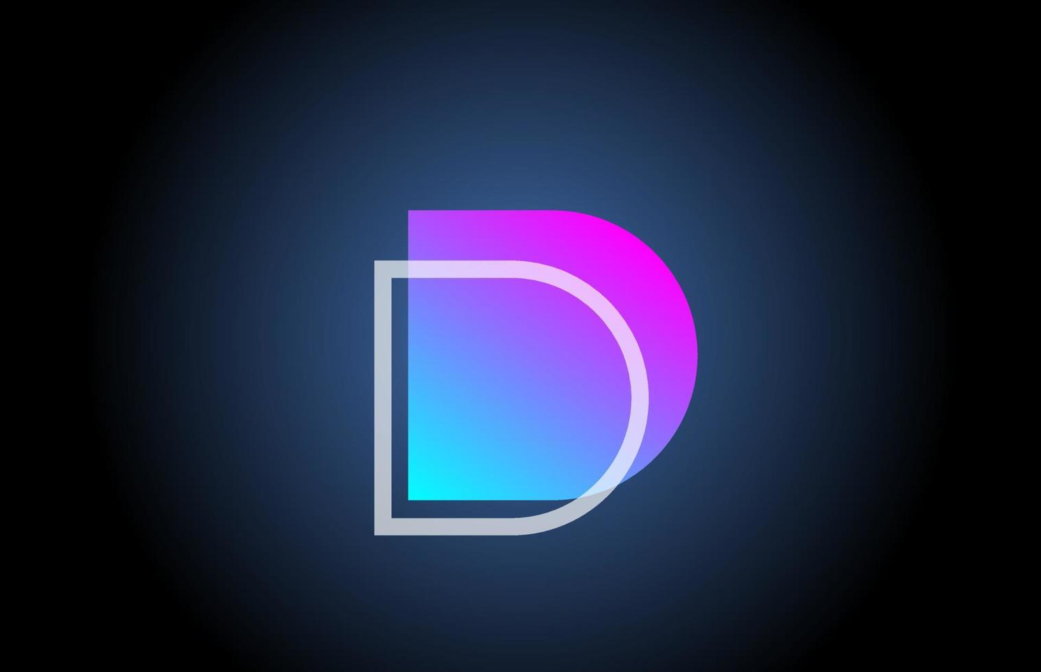 geometric D pink blue line alphabet letter logo icon for company. Simple line design for corporate and business vector
