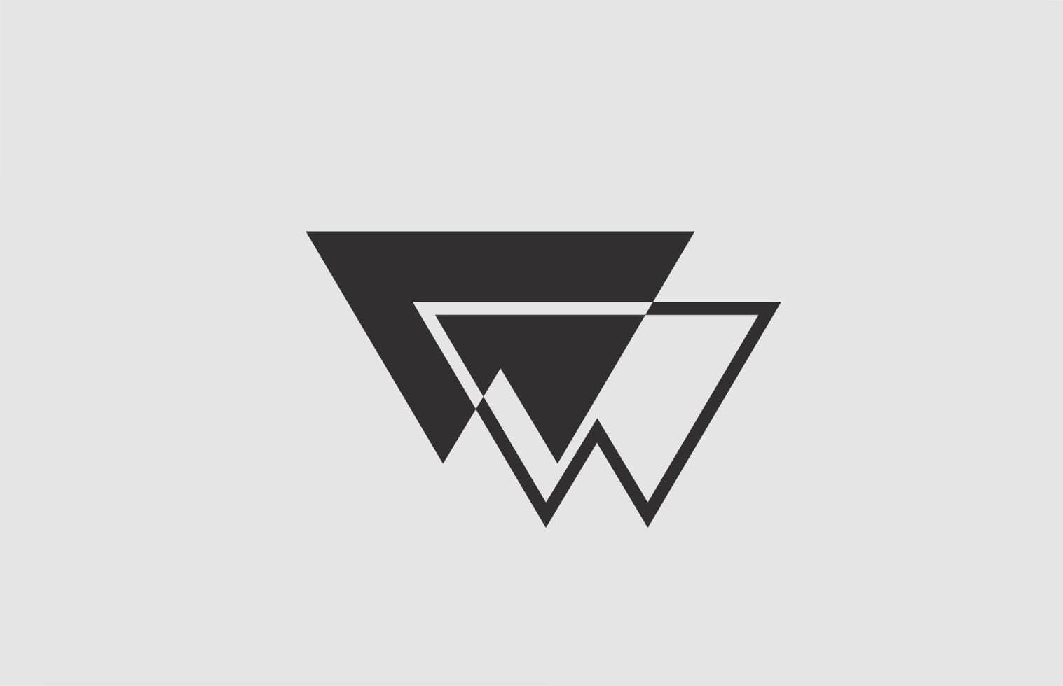 Geométrico, negro, blanco, w, alfabeto, letra, logotipo, icono, para, negocio. diseño simple para empresa vector