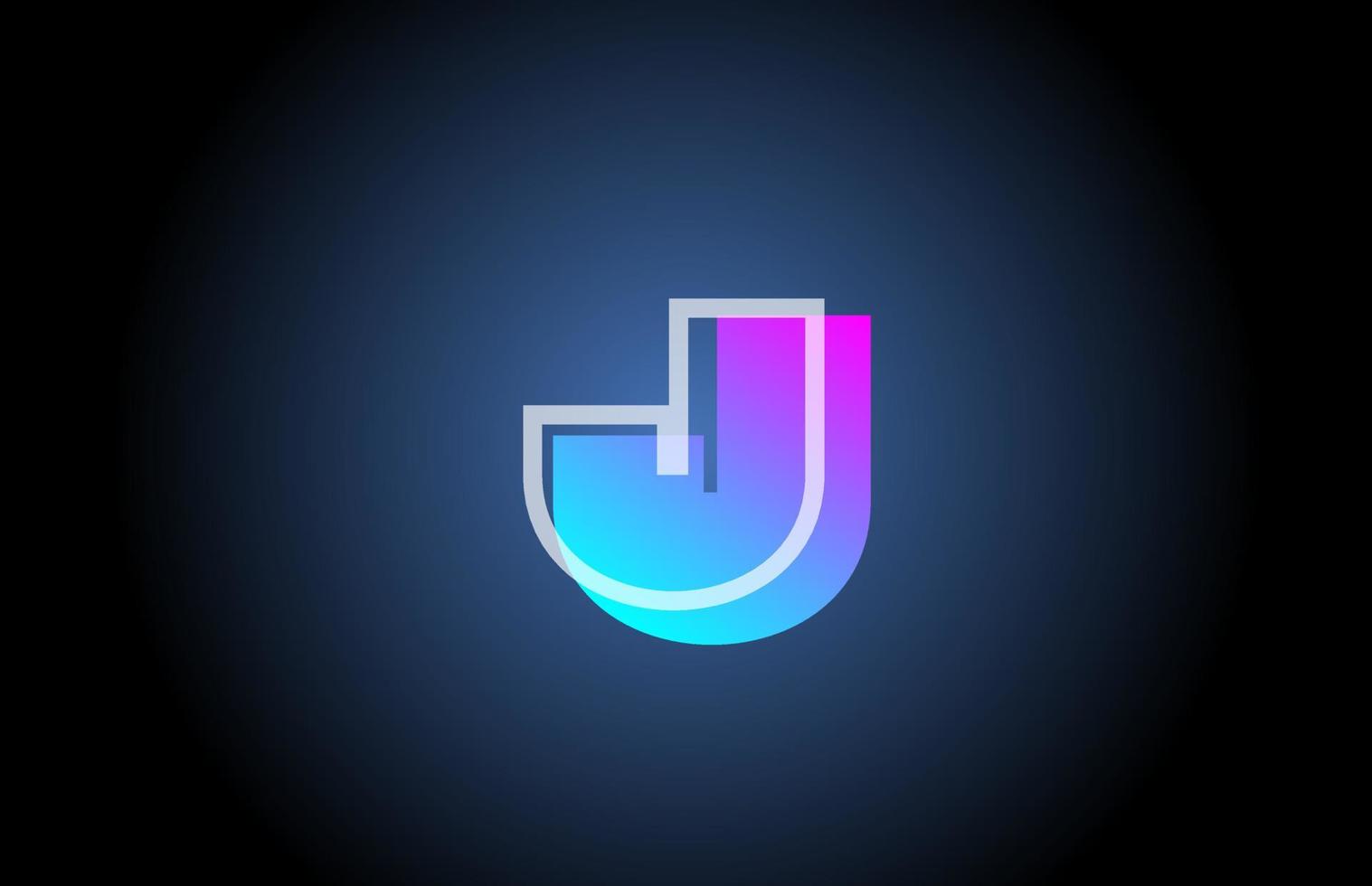 geometric J pink blue line alphabet letter logo icon for company. Simple line design for corporate and business vector