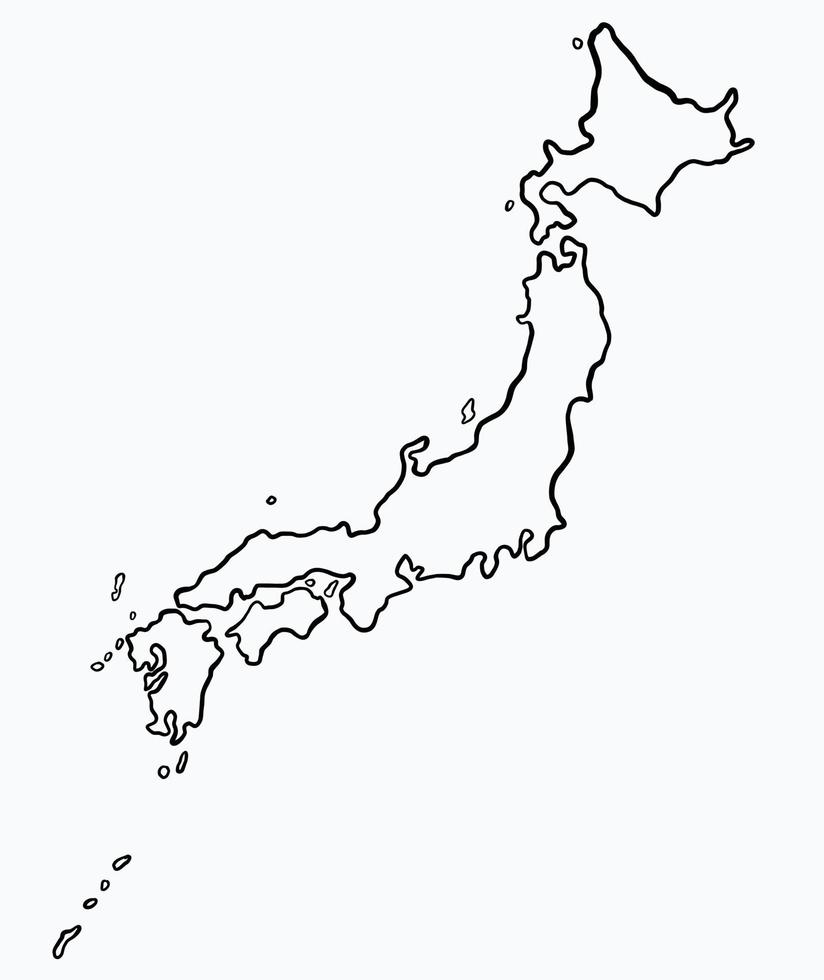Doodle freehand drawing of Japan map. vector