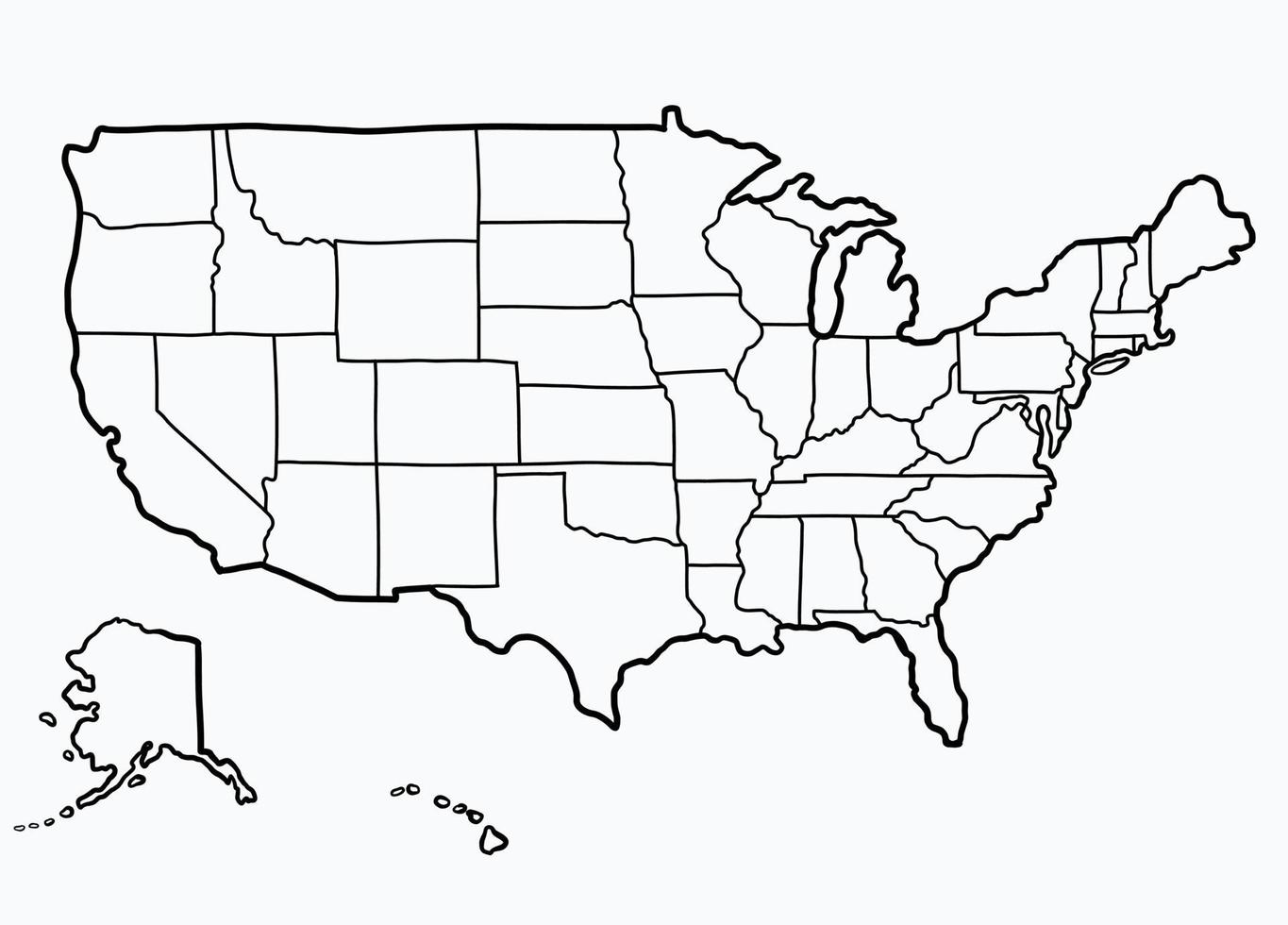 Doodle freehand drawing of united states of America map. V vector