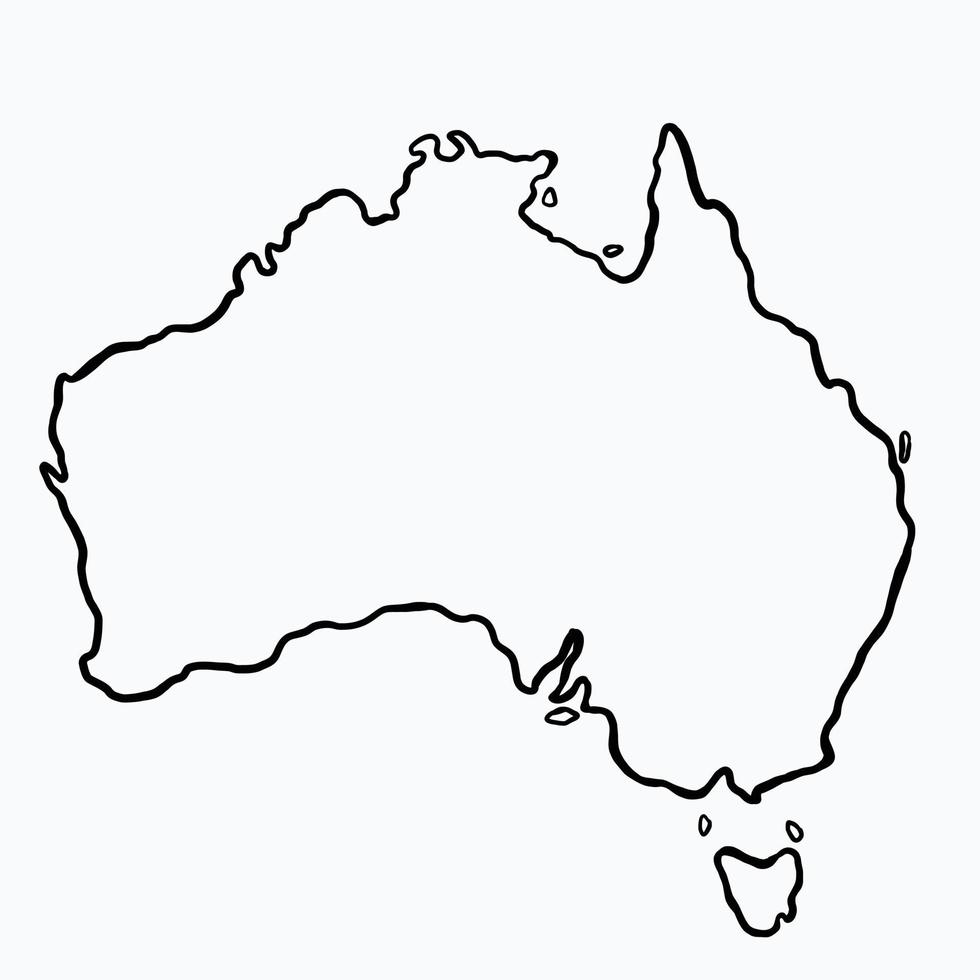 Doodle dibujo a mano alzada del mapa de Australia. vector