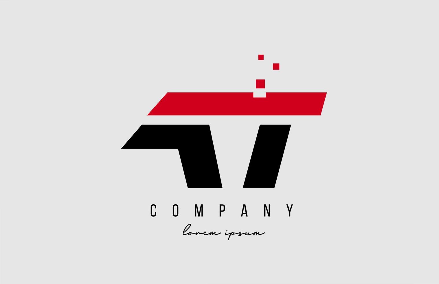 en una combinación de logotipo de letras del alfabeto en color rojo y negro. Diseño de icono creativo para empresa y negocio. vector
