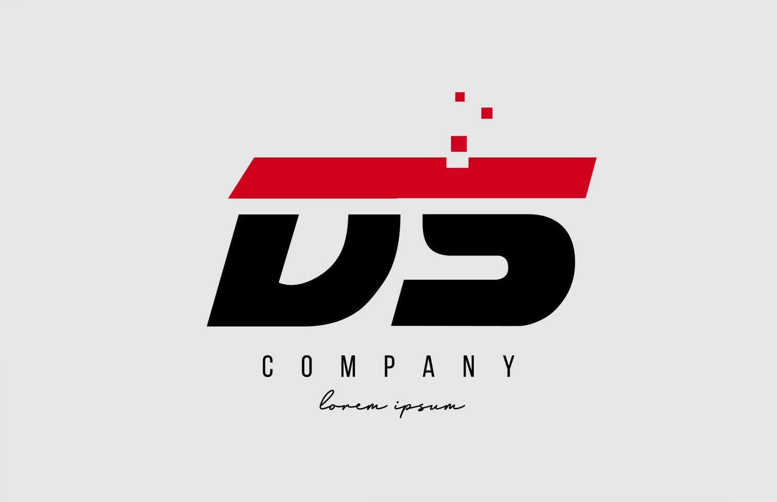 ds d s alphabet letter logo combination in red and black color. Creative icon design for company and business vector