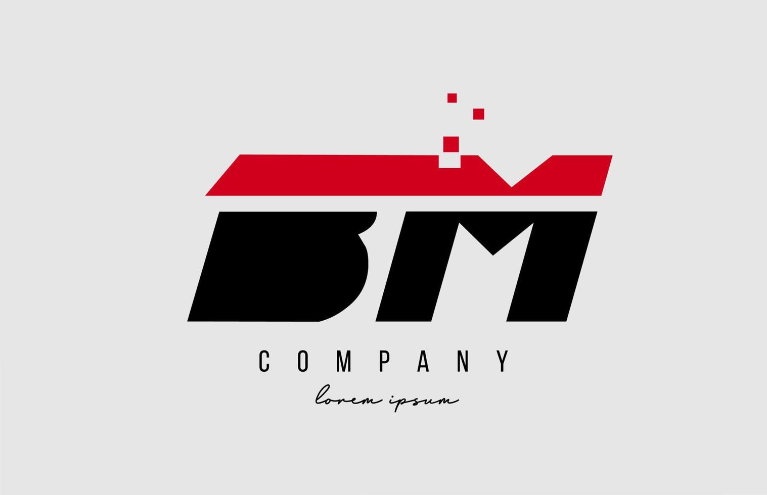 bm bm combinación de logotipo letra del alfabeto en color rojo y negro. Diseño de icono creativo para empresa y negocio. vector