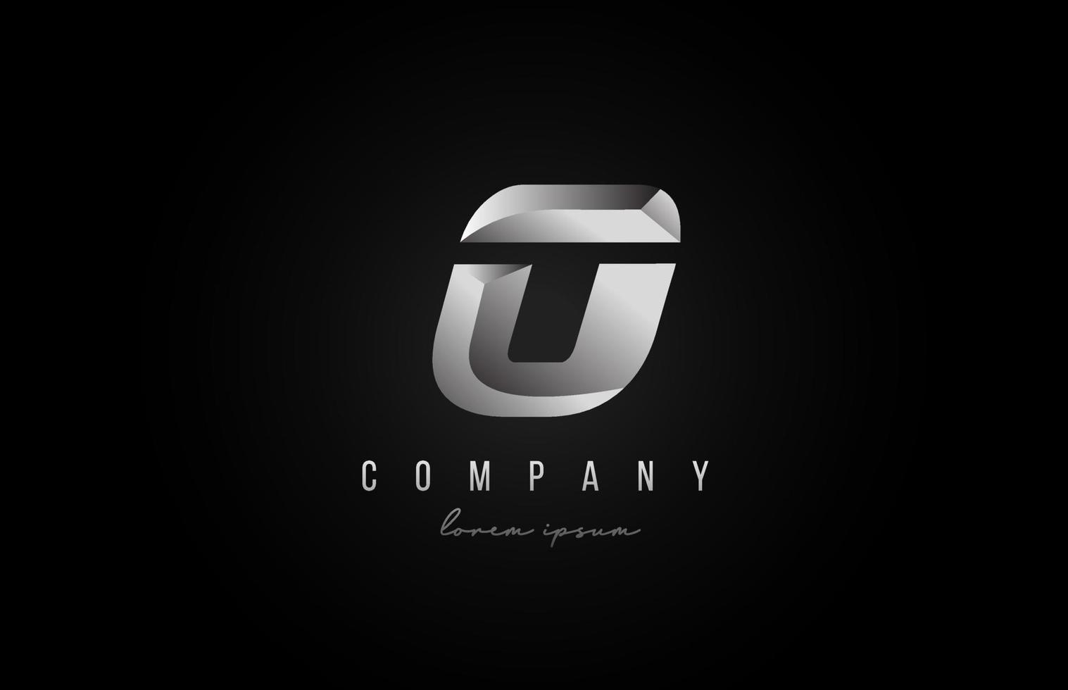 Icono del logotipo de la letra o del alfabeto en color gris plateado. diseño creativo para negocios y empresa con estilo 3d vector