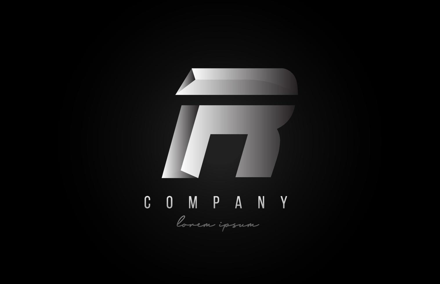 icono del logotipo de la letra r del alfabeto en color gris plateado. diseño creativo para negocios y empresa con estilo 3d vector